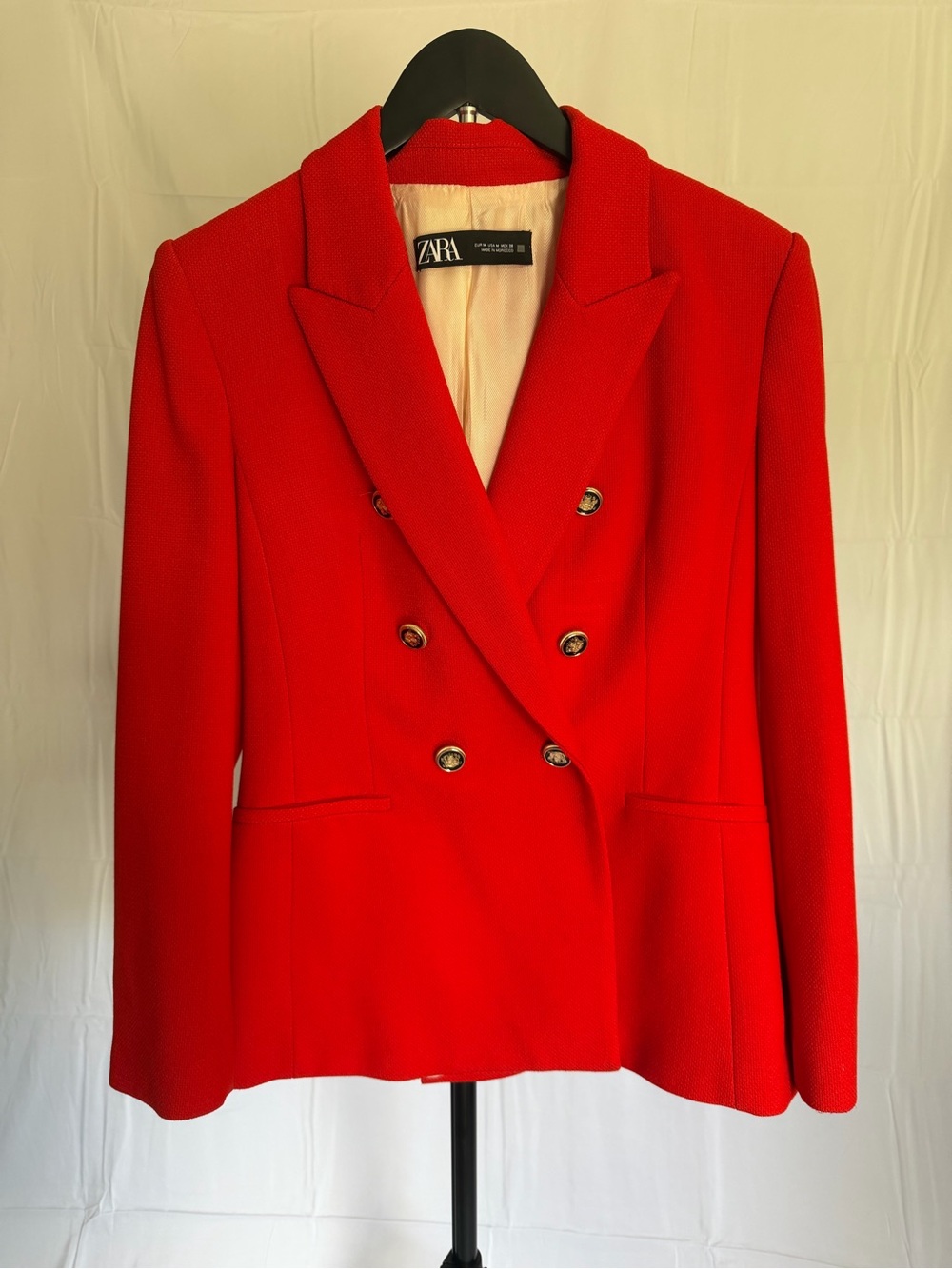 Zara Red Double-Breasted Blazer- medium